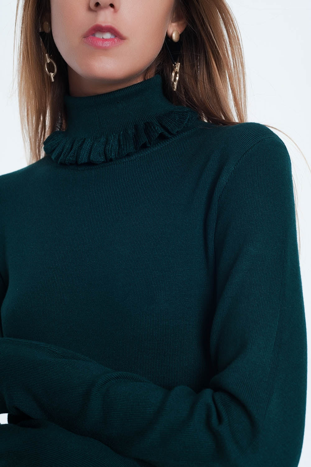 Green turtleneck sweatshirt Q2 Sweaters BoutiqueLua