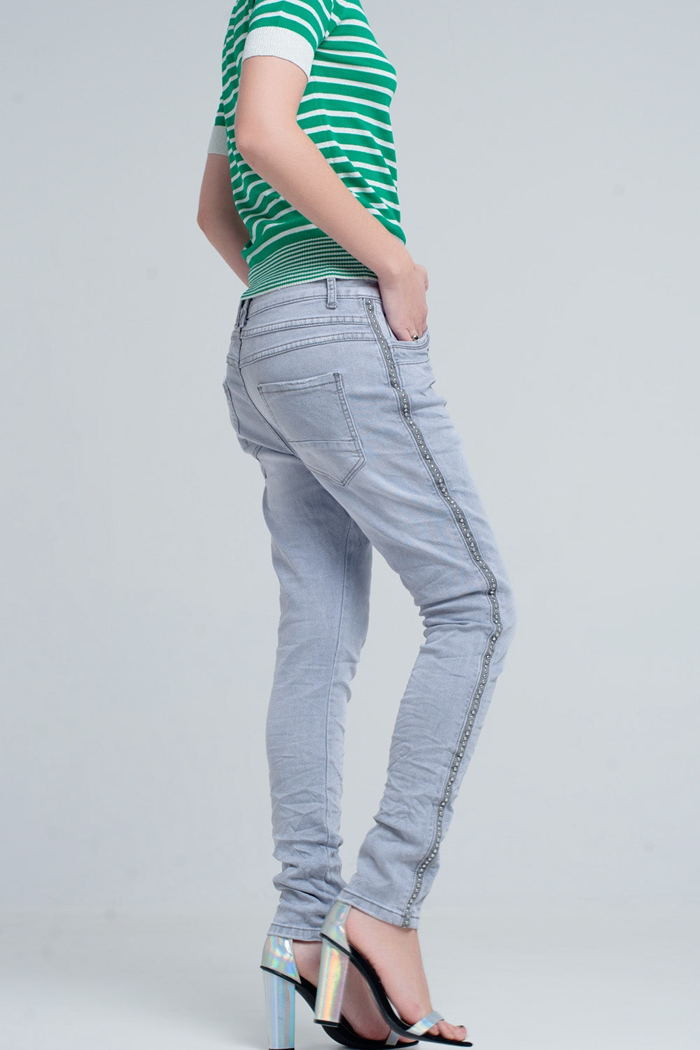 grey jeans with detail metalic Q2 Jeans BoutiqueLua