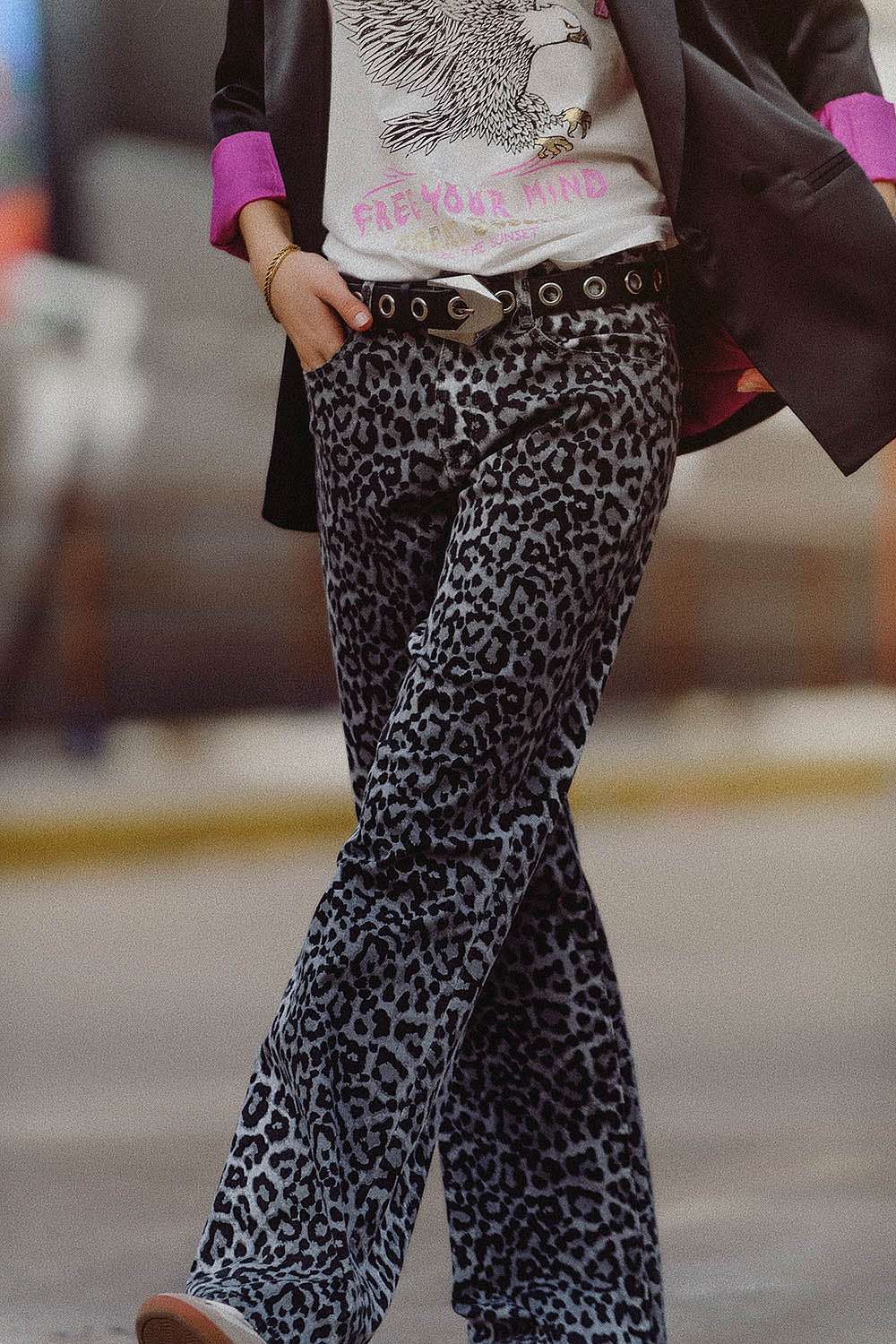 Q2 Grey Leopard Print pants