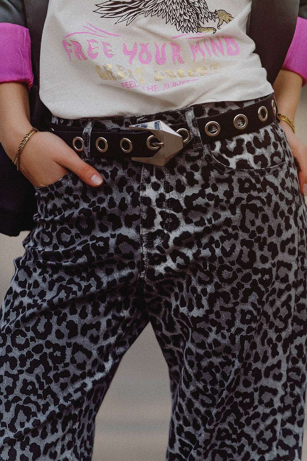 Grey Leopard Print pants