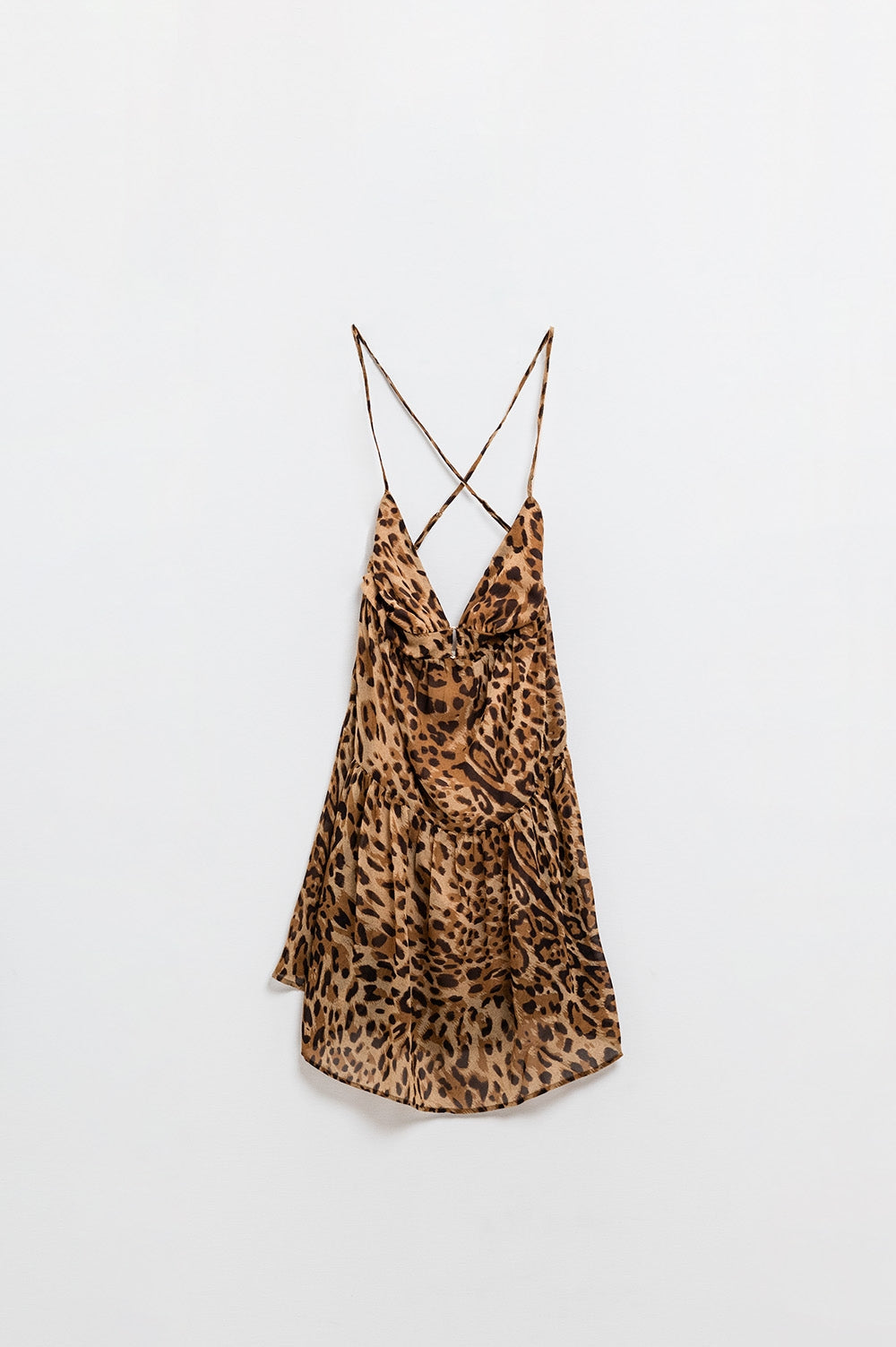 Halter Open Back BabyDoll chiffon Dress in Leopard Print Q2 Dresses BoutiqueLua