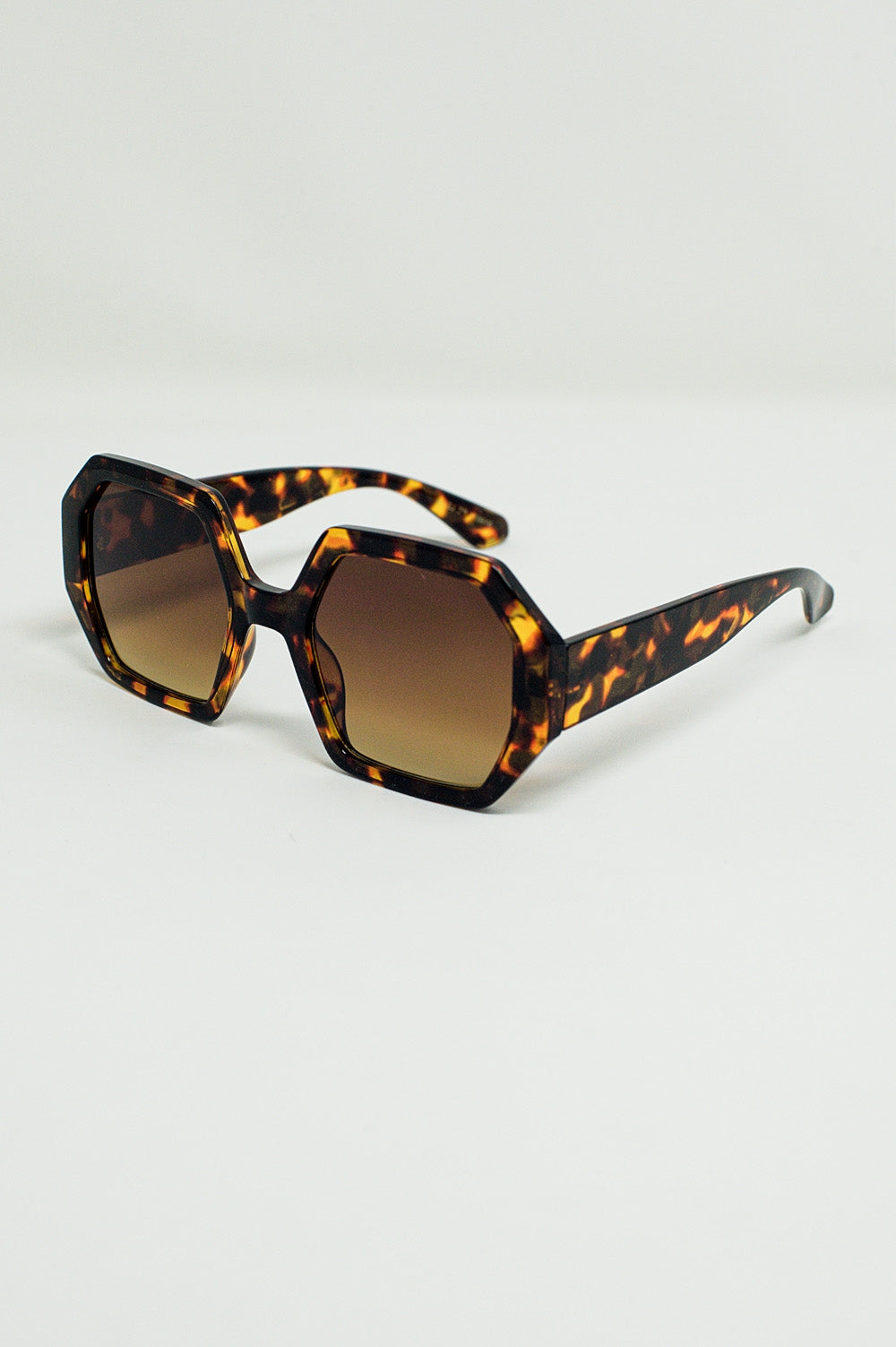 Hexagonal Oversized Sunglasses In Dark Tortoiseshell Q2 Sunglasses BoutiqueLua