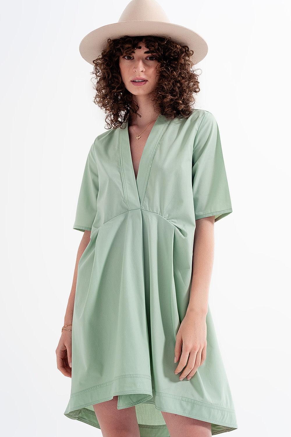 High low dress with empire waistline in green Q2 Dresses BoutiqueLua