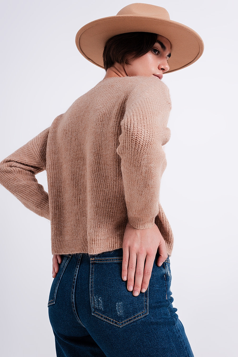 High neck jumper in beige Q2 Sweaters BoutiqueLua