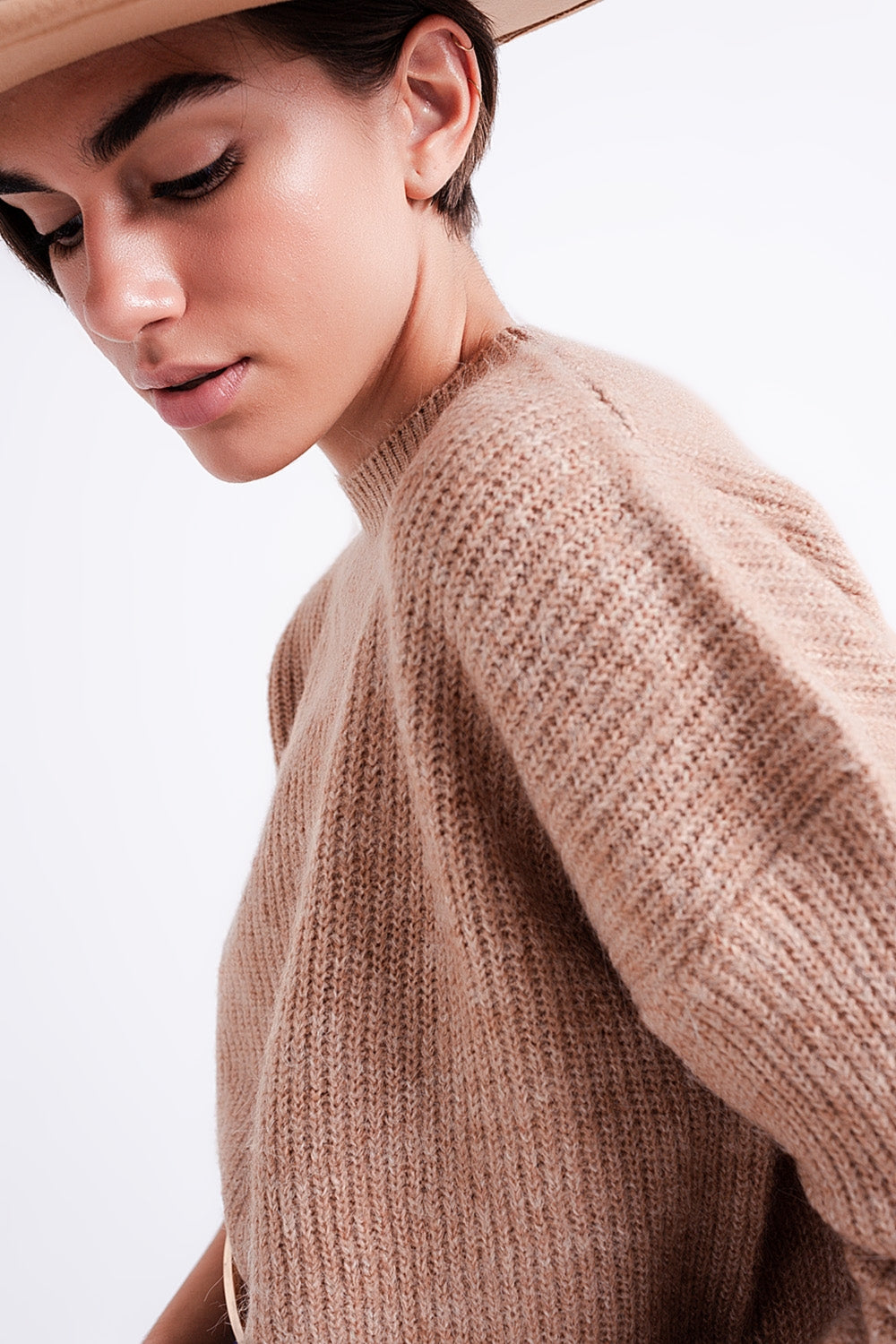 High neck jumper in beige Q2 Sweaters BoutiqueLua