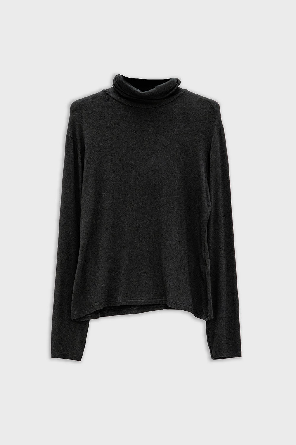 Q2 High Neck Long Sleeve top in black modal