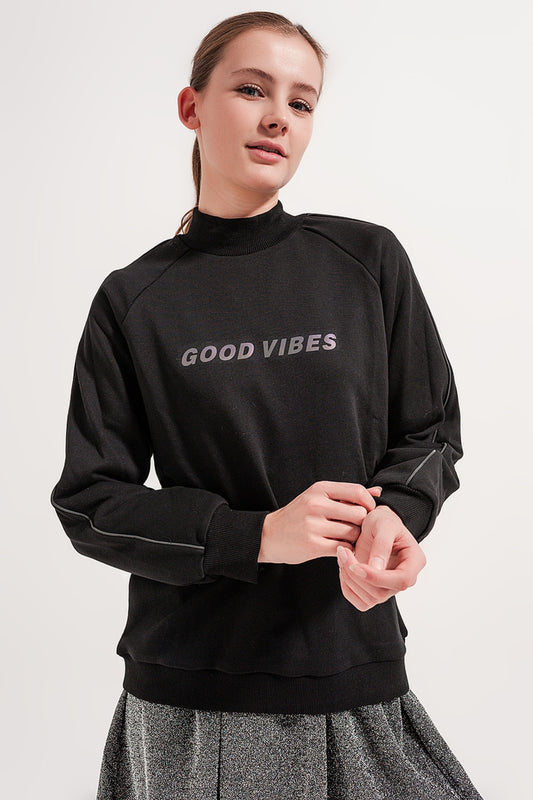 Q2 High neck sweatshirt in black