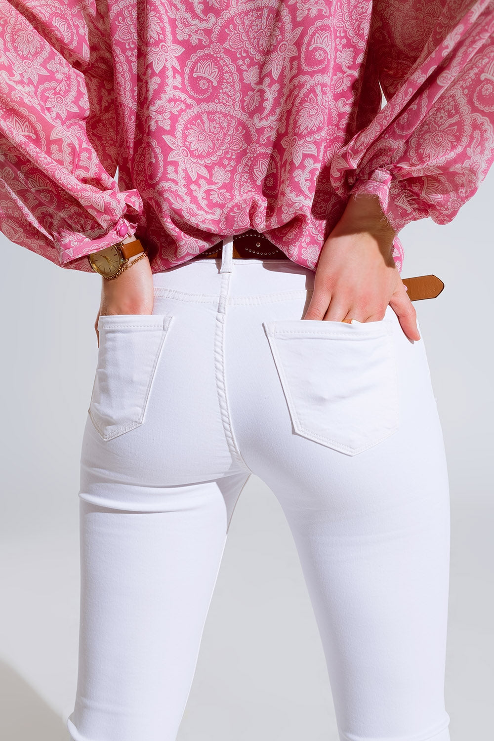 High Rise Basic Flared Jeans In White Q2 Jeans BoutiqueLua