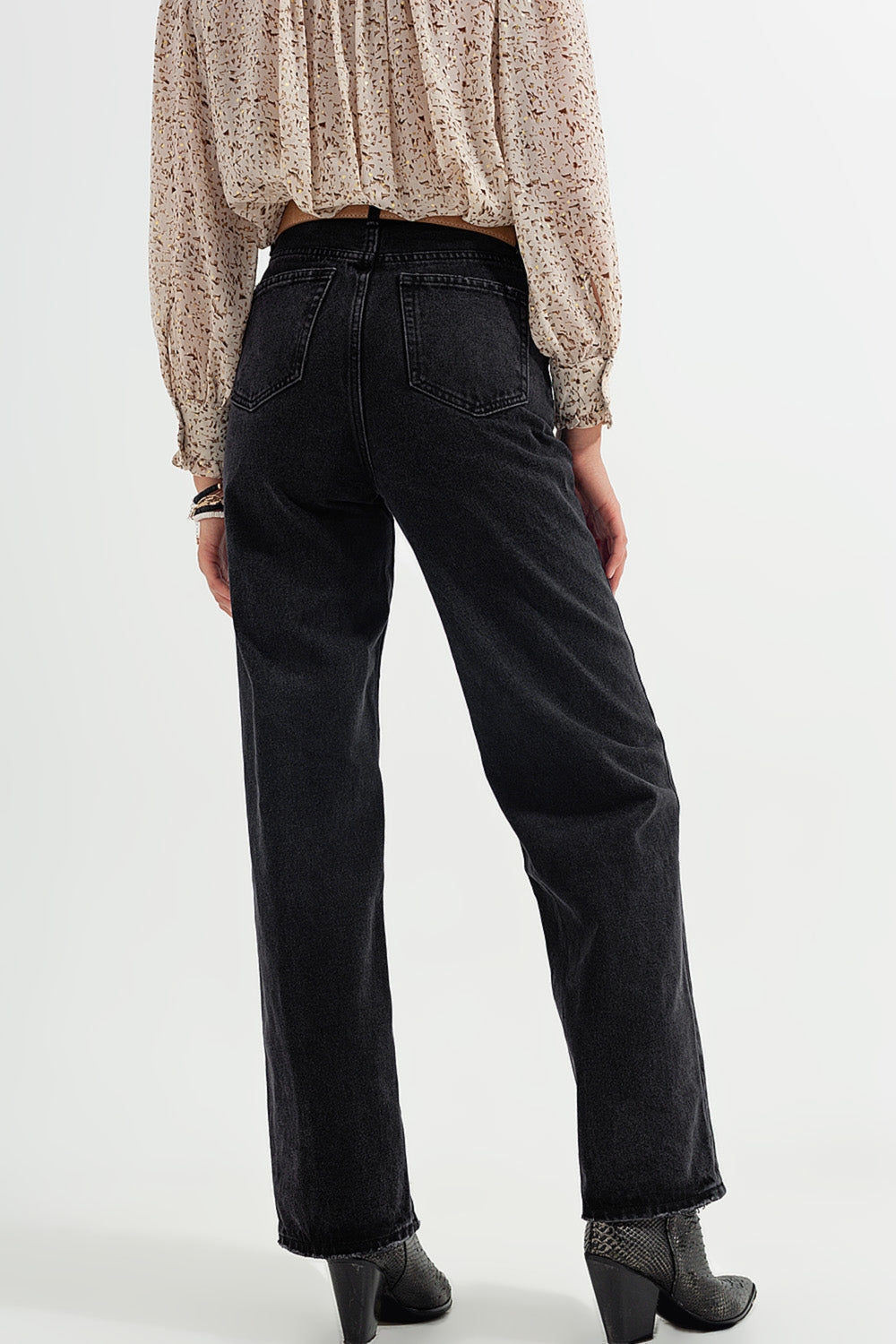 high rise straight jeans in washed black Q2 Jeans BoutiqueLua