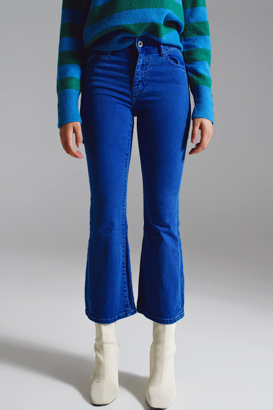 Q2 High waist flair jeans in blue