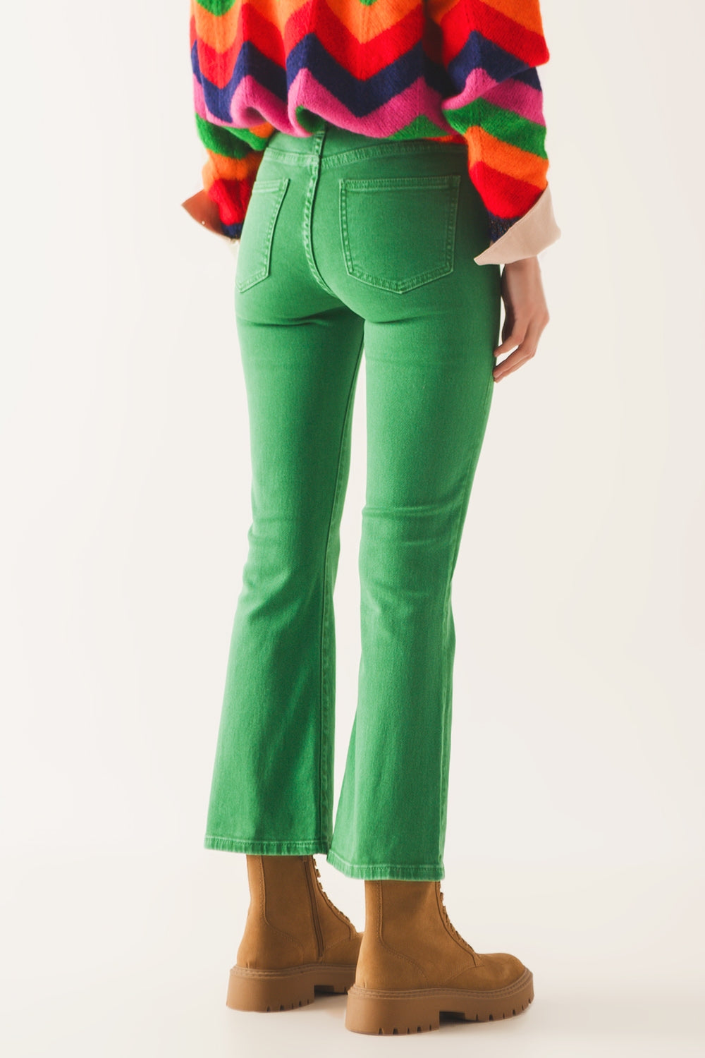 High waist flare jean in green Q2 Jeans BoutiqueLua