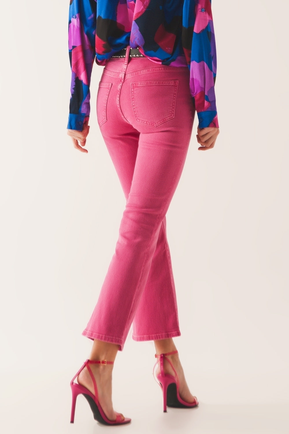 High waist flare jean in pink Q2 Jeans BoutiqueLua