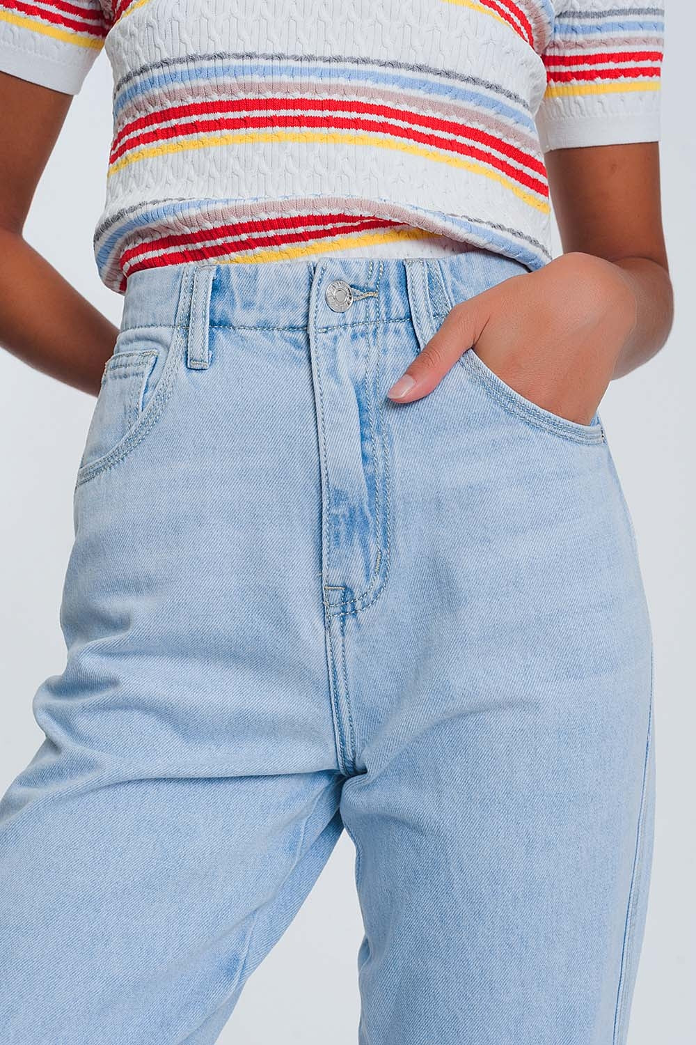 High waist mom jeans in light blue denim Q2 Jeans BoutiqueLua