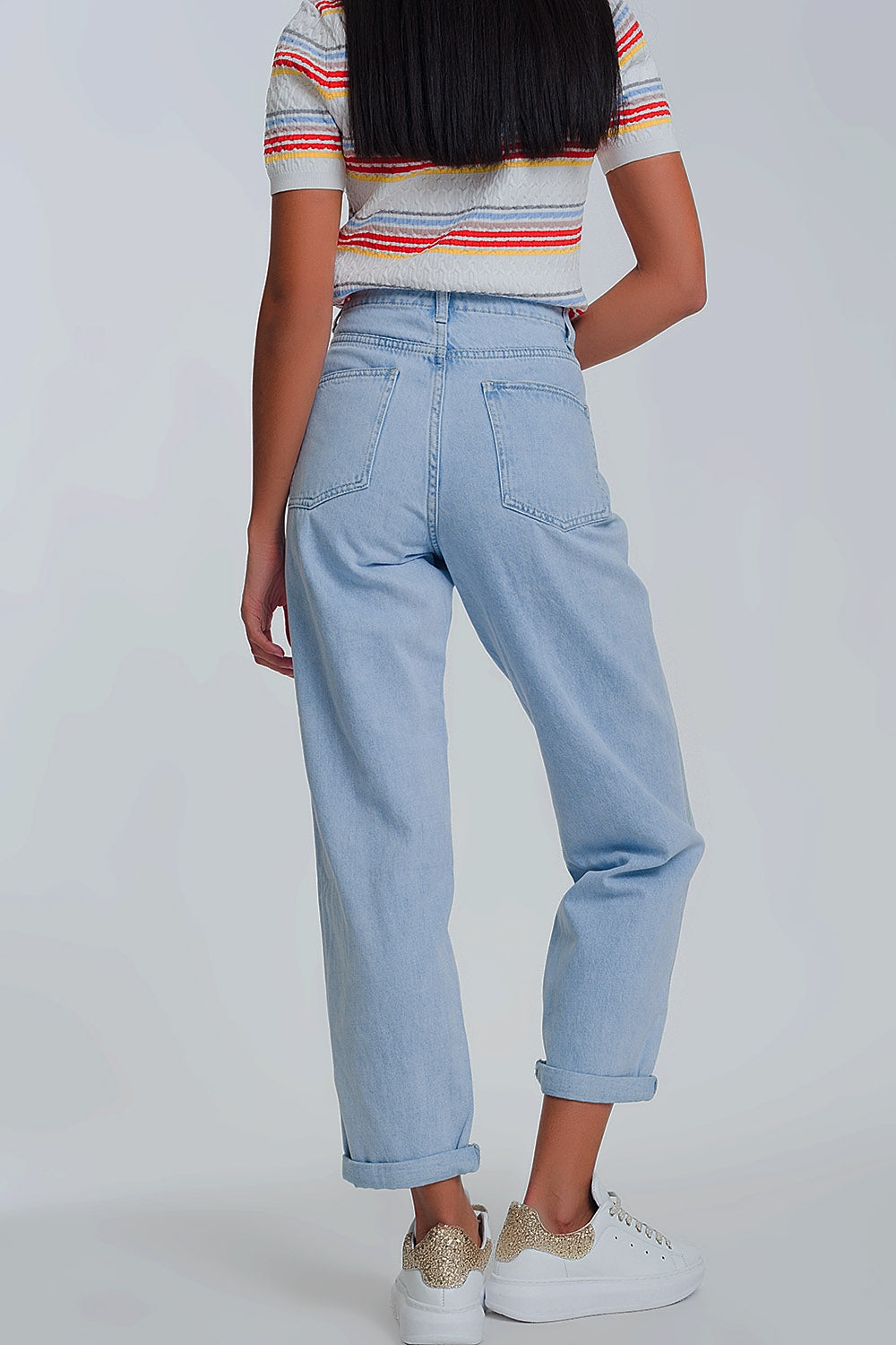 High waist mom jeans in light blue denim Q2 Jeans BoutiqueLua