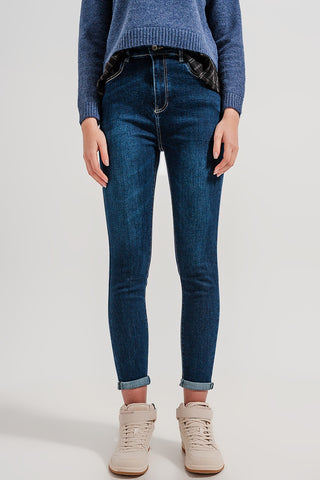 Jeans skinny fit de cintura alta em azul escuro