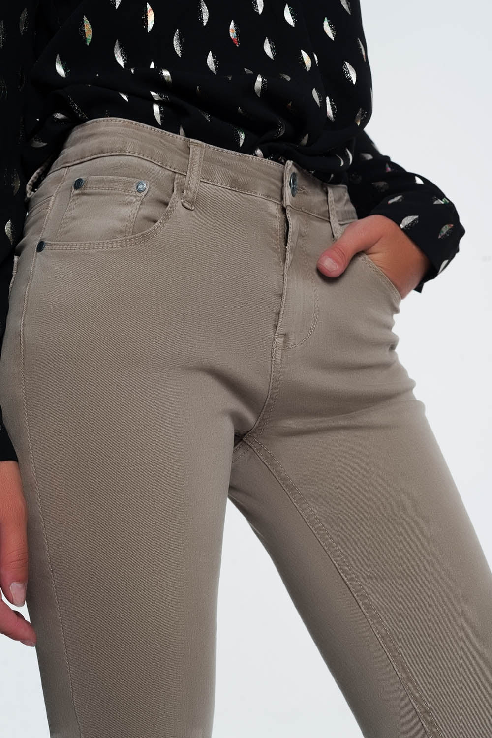 high waist skinny jeans in beige Q2 Jeans BoutiqueLua