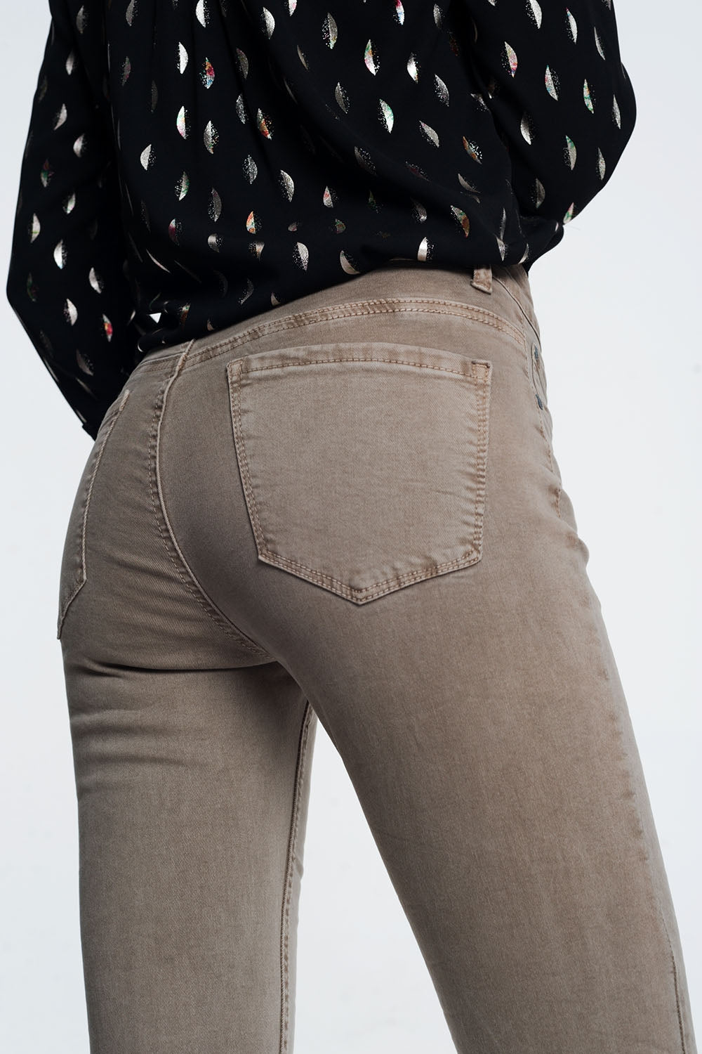 high waist skinny jeans in beige Q2 Jeans BoutiqueLua