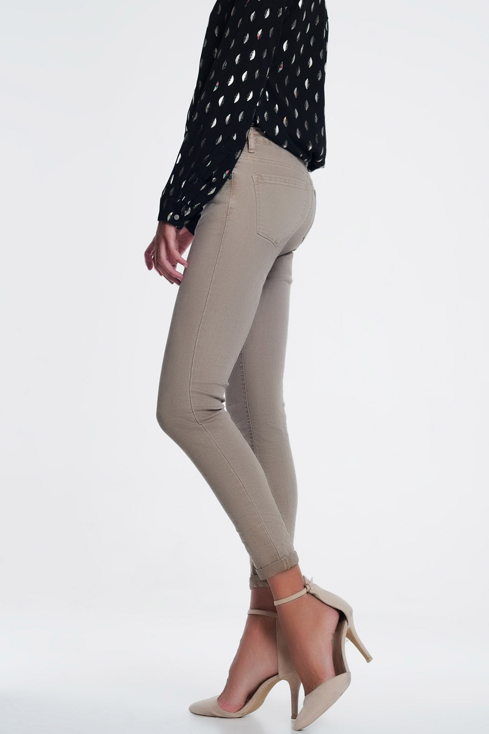 high waist skinny jeans in beige Q2 Jeans BoutiqueLua