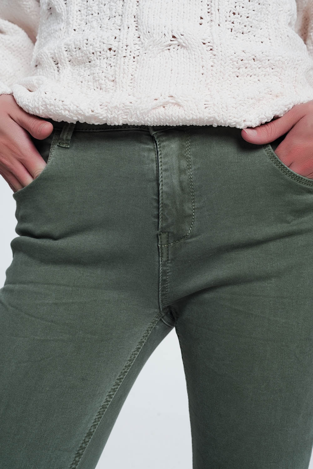 High waisted skinny jeans in green Q2 Jeans BoutiqueLua