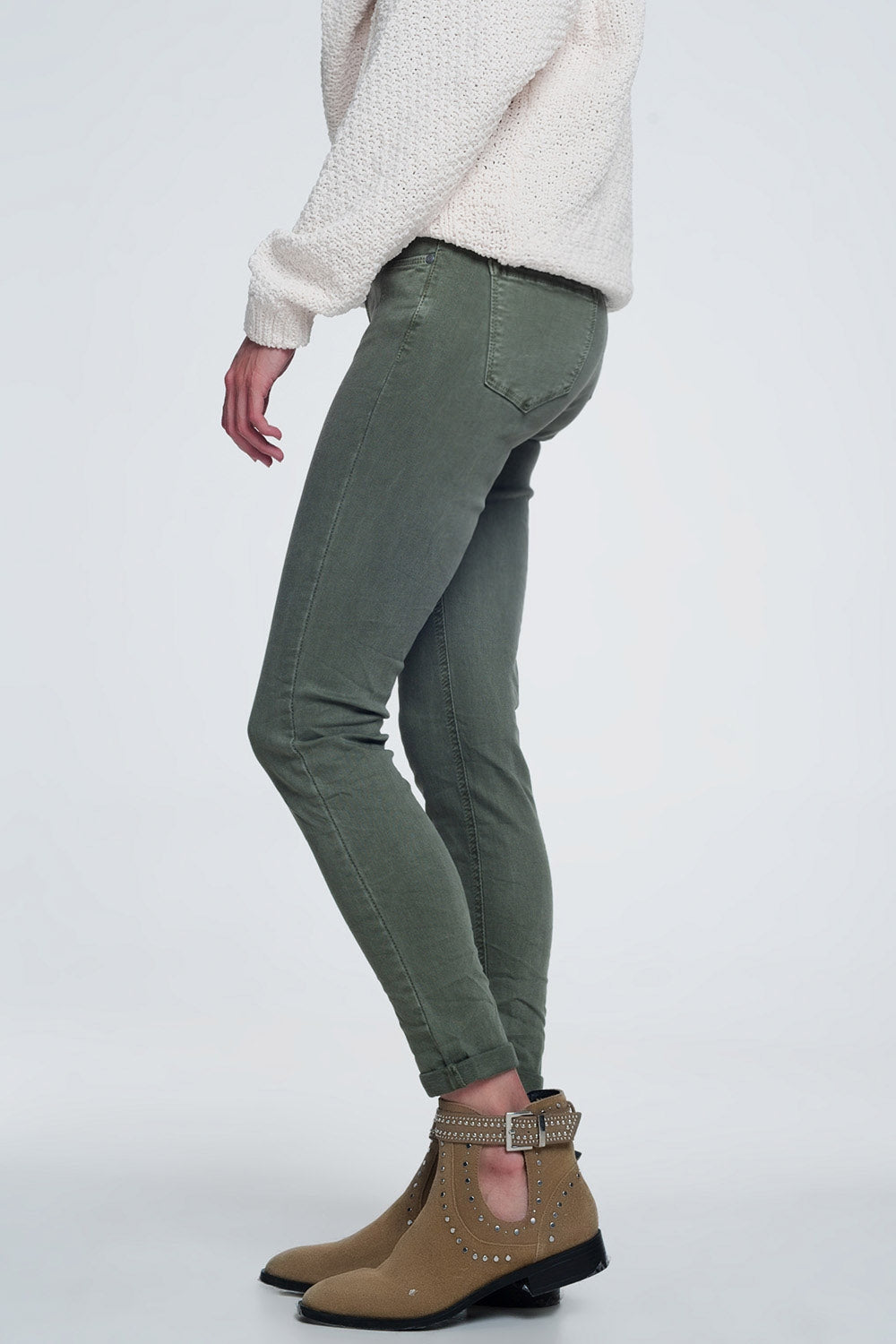 High waisted skinny jeans in green Q2 Jeans BoutiqueLua