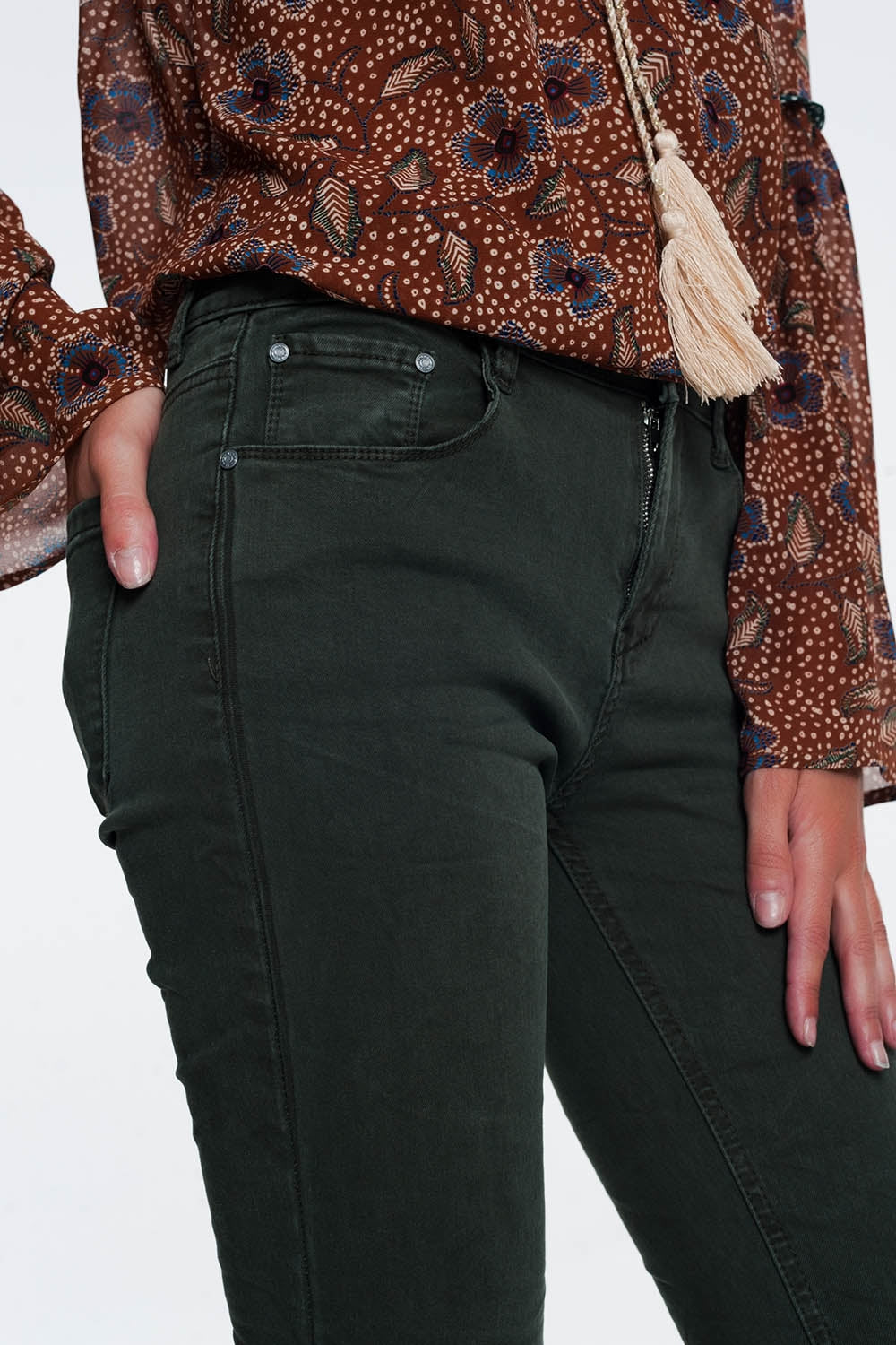 high waist skinny jeans in Khaki Q2 Jeans BoutiqueLua