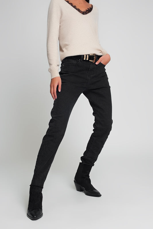 Q2 High waisted mom jeans in black