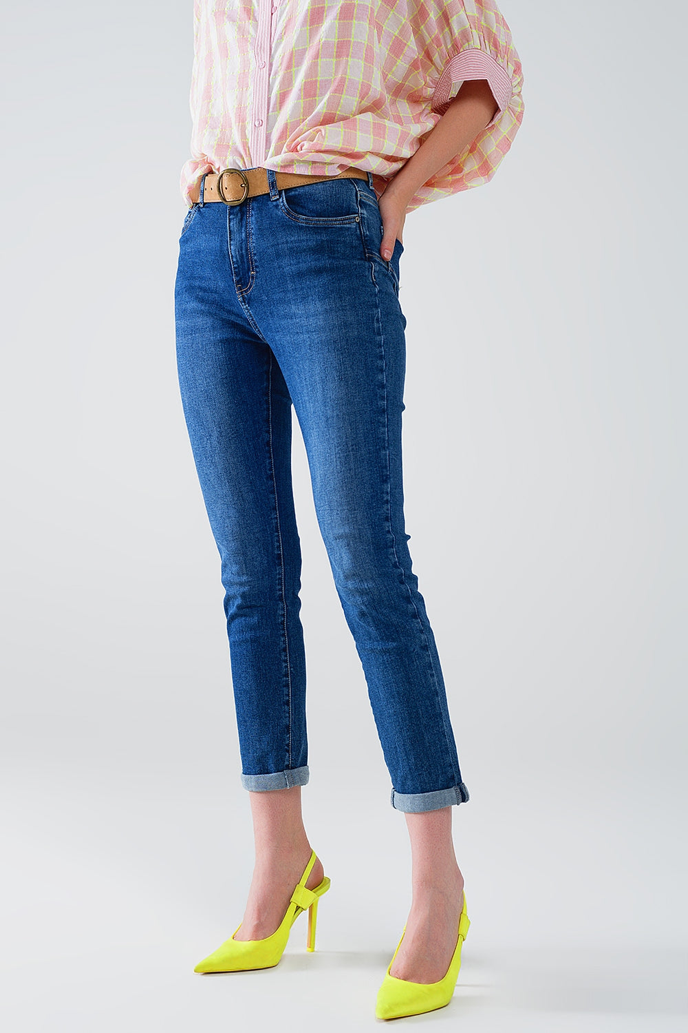 High waisted Skinny Jeans in Dark Wash With Five Pockets Q2 Jeans BoutiqueLua