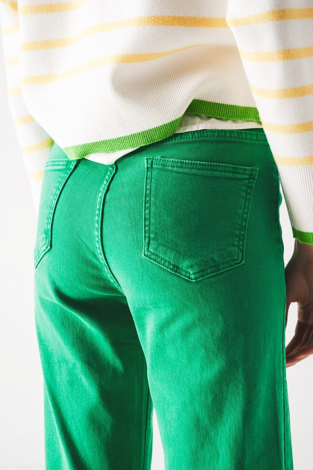 High waisted slouchy mom jeans in green Q2 Jeans BoutiqueLua