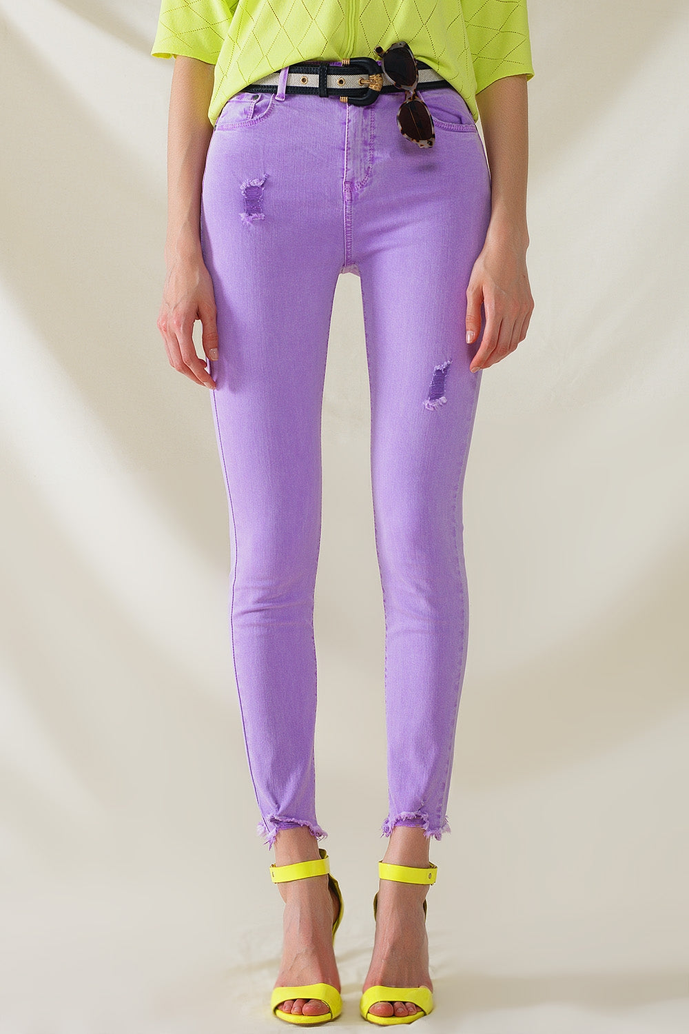 Q2 High Waisted super Skinny Jeans In Purple