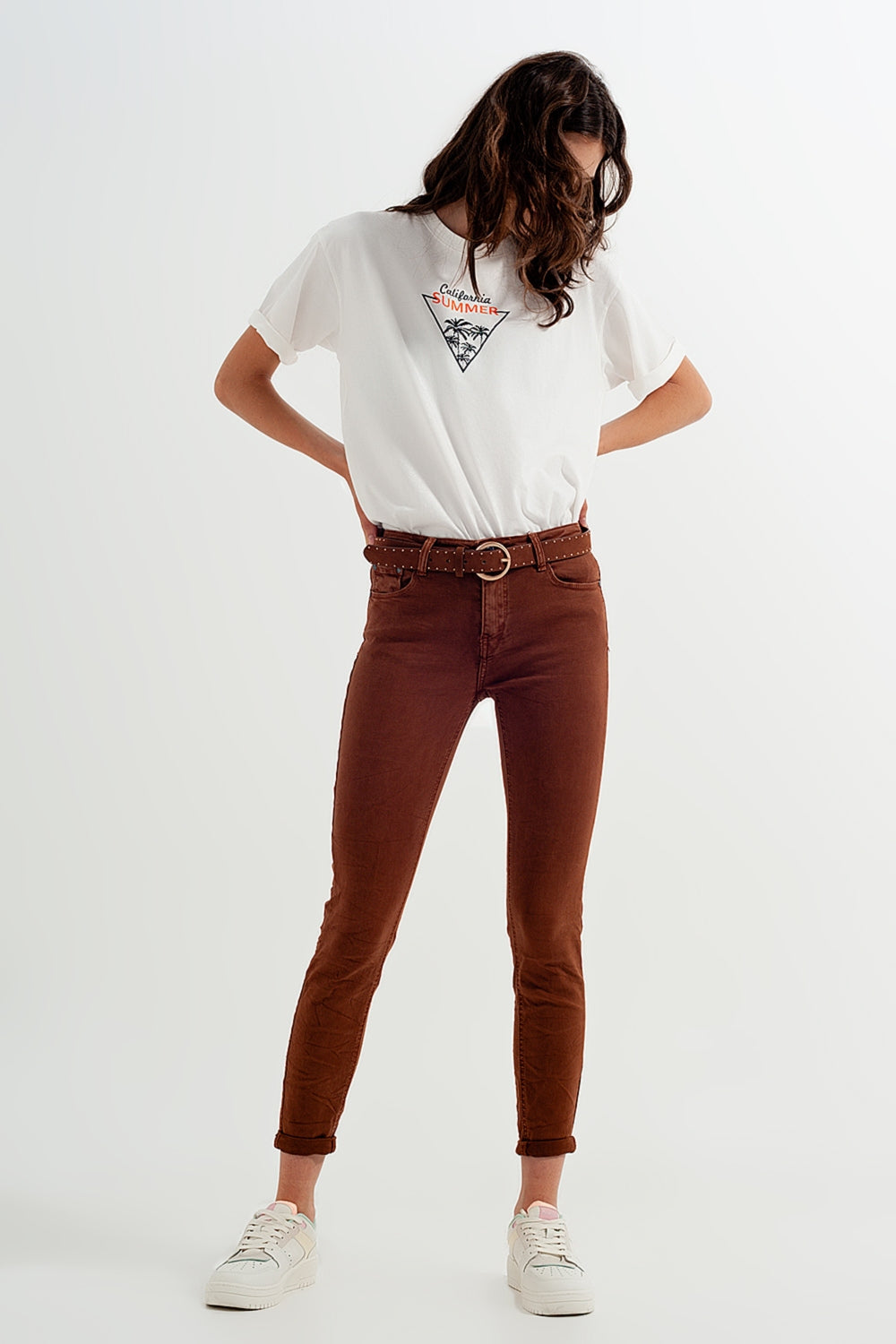 High waisted super skinny pants in camel Q2 Jeans BoutiqueLua