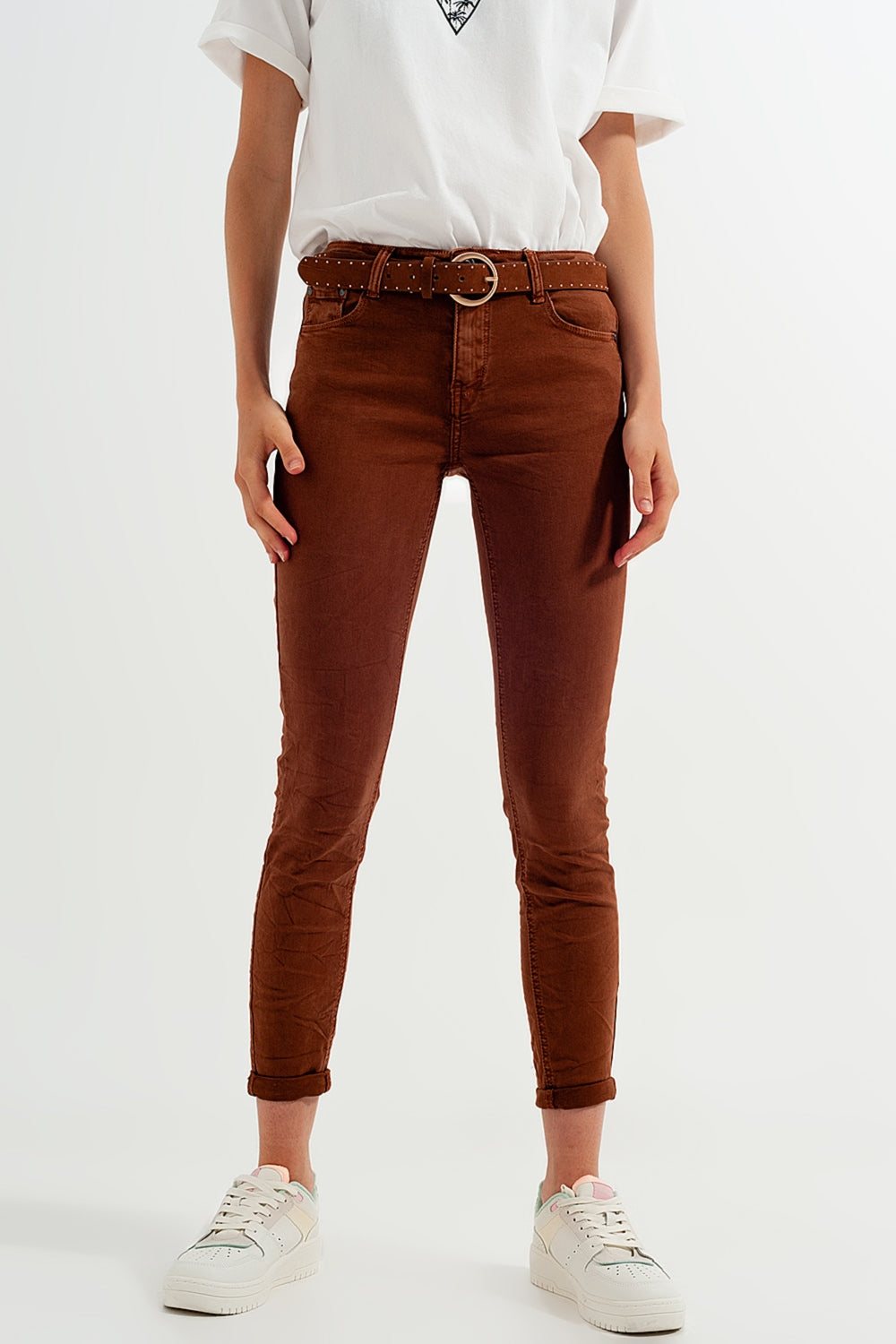 High waisted super skinny pants in camel Q2 Jeans BoutiqueLua