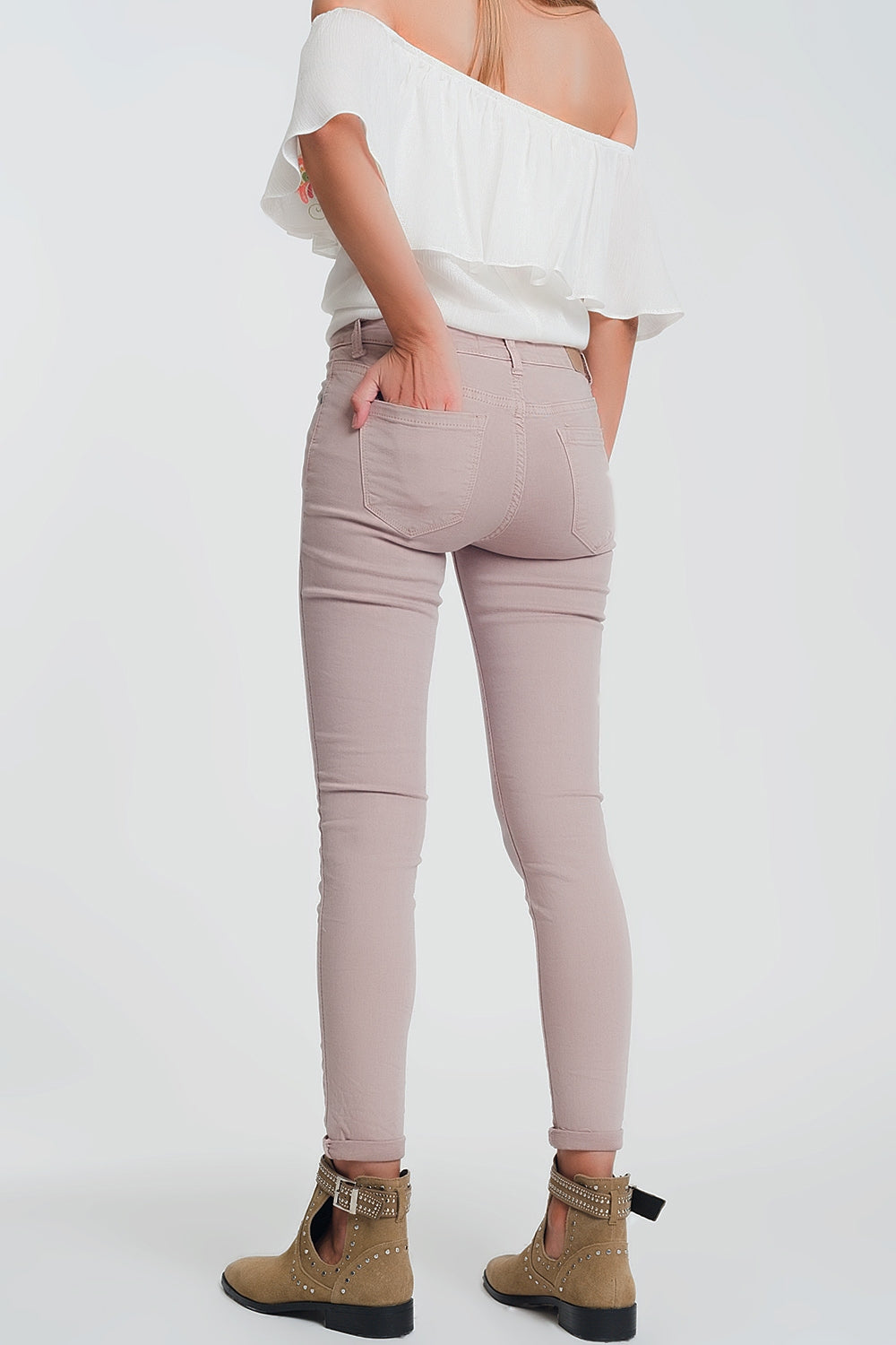 High waisted super skinny pants in pink Q2 Jeans BoutiqueLua