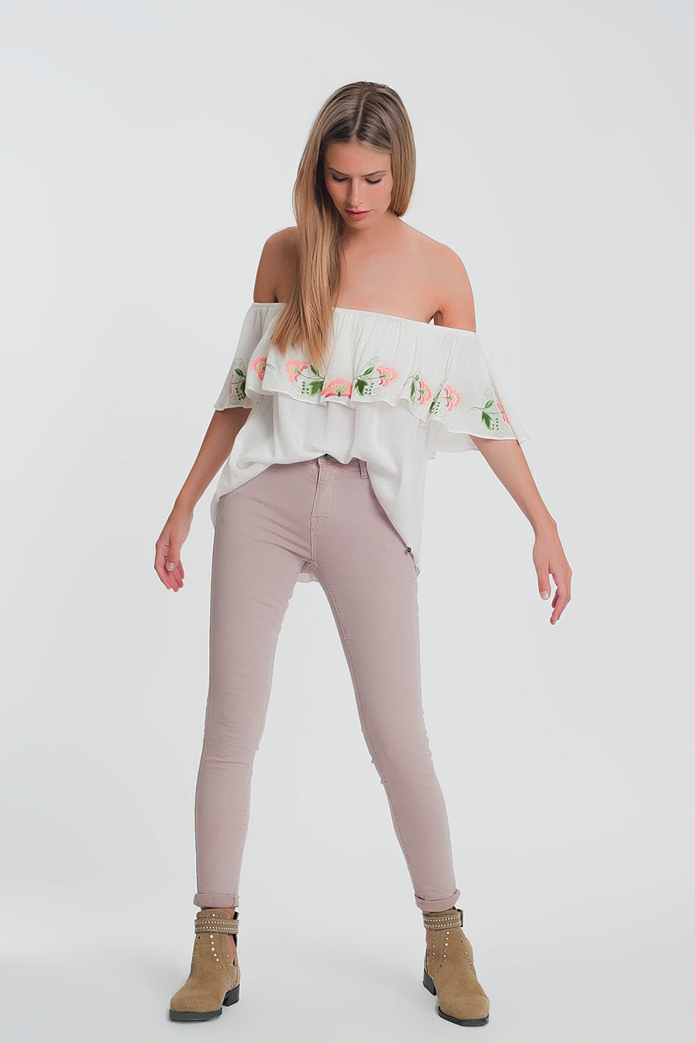 High waisted super skinny pants in pink Q2 Jeans BoutiqueLua