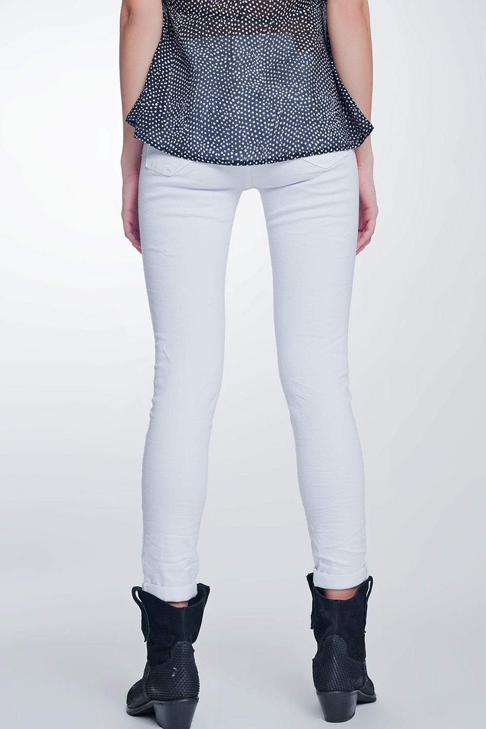 High waisted super skinny pants in white Q2 Jeans BoutiqueLua