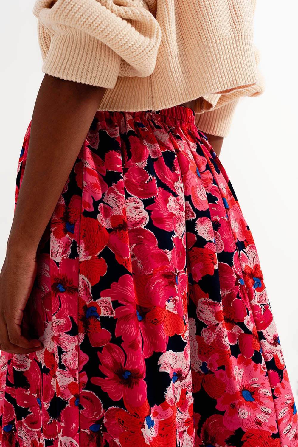 Hot pink floral print skirt Q2 Skirts BoutiqueLua