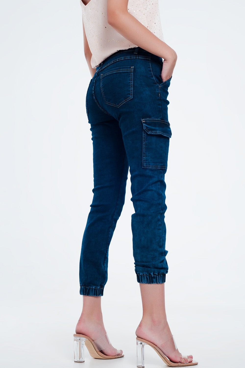 Jeans in navy with cargo pockets Q2 Jeans BoutiqueLua