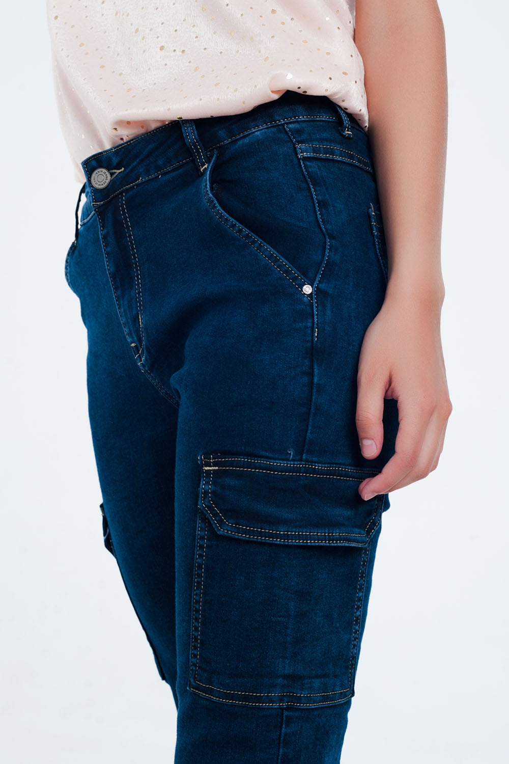 Jeans in navy with cargo pockets Q2 Jeans BoutiqueLua