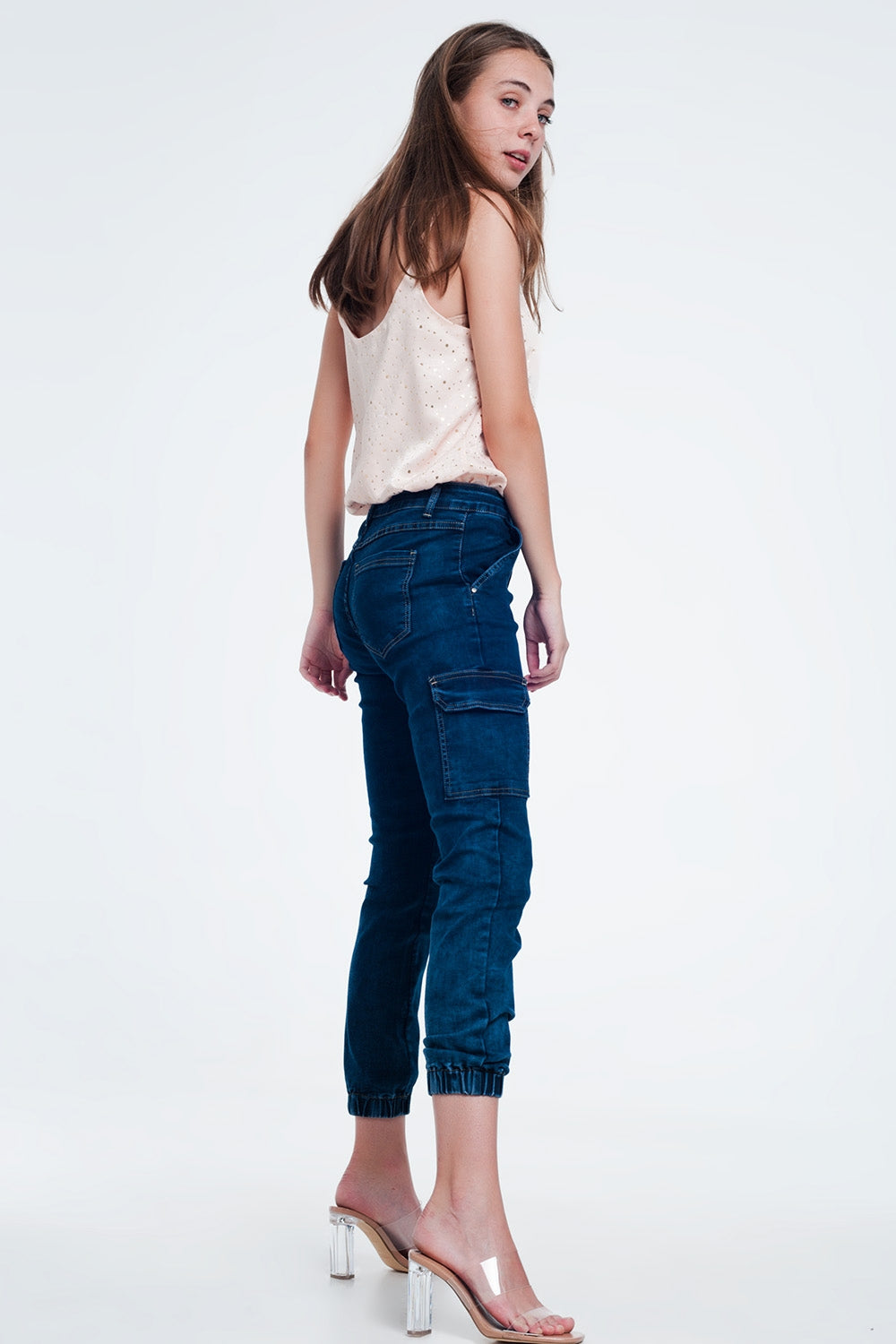 Jeans in navy with cargo pockets Q2 Jeans BoutiqueLua