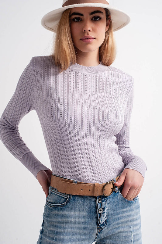 Q2 Jumper with shoulder pad in lilac