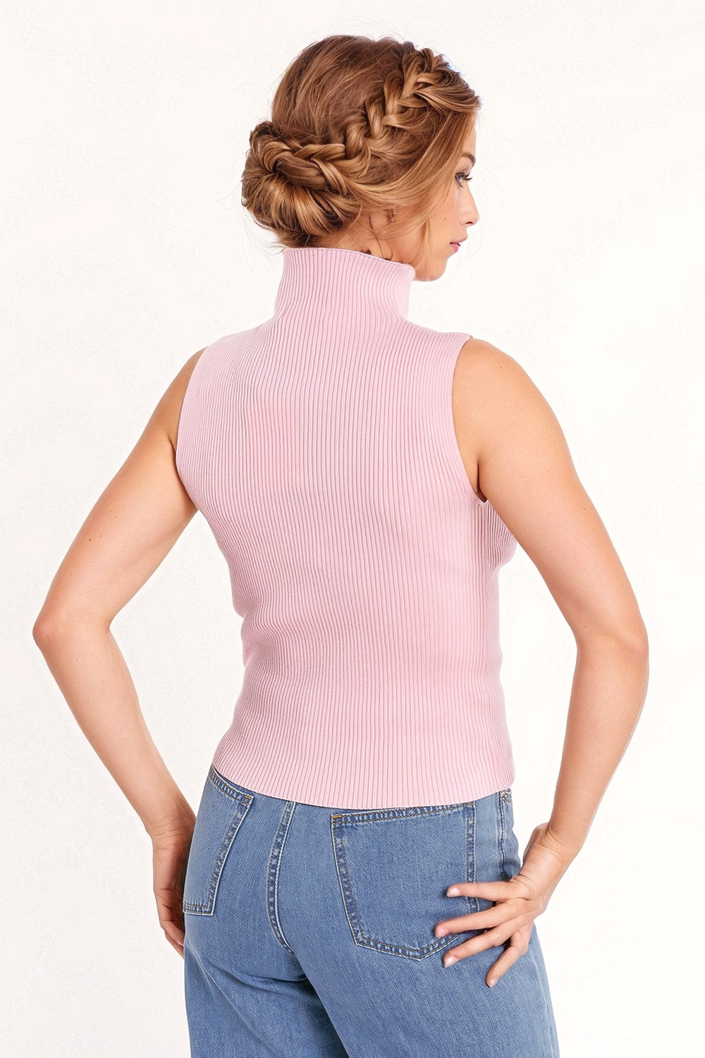 Knitted baby pink top without sleeves Q2 Sweaters BoutiqueLua