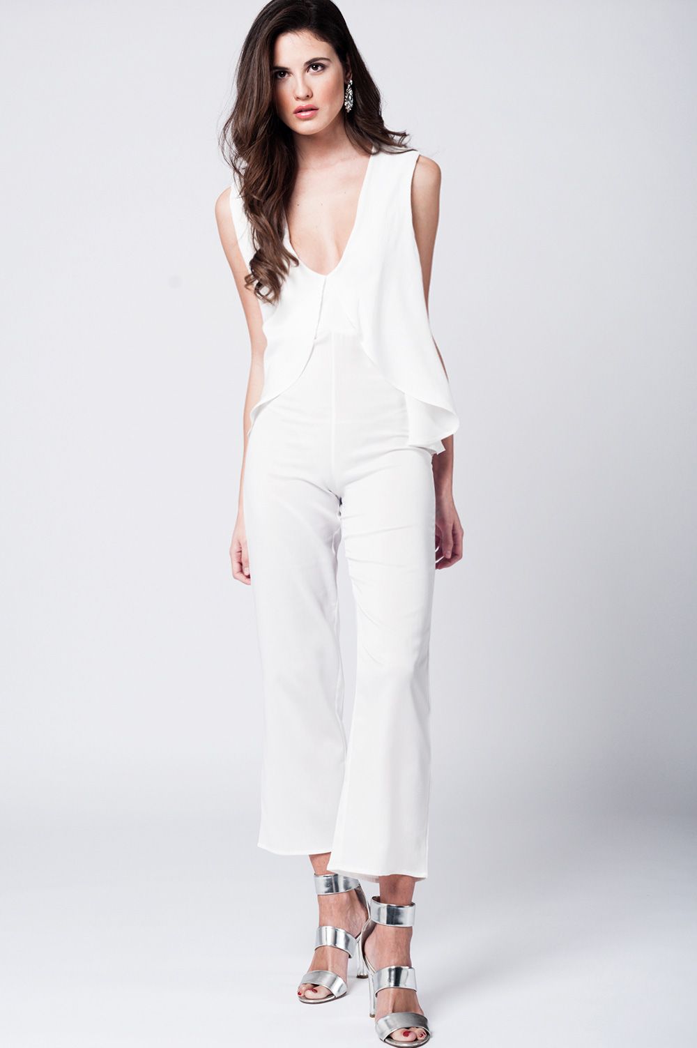 Layered white midi jumpsuit Q2 Dresses BoutiqueLua