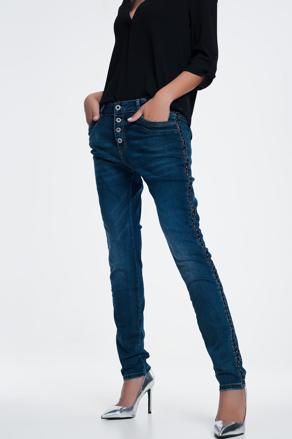 leather look studded Jeans Q2 Jeans BoutiqueLua