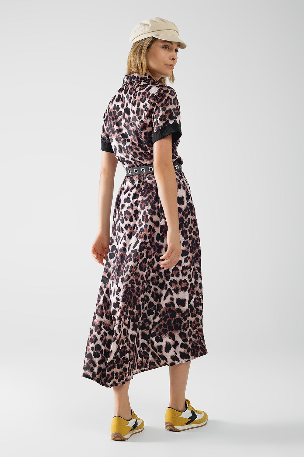 Leopard print buttoned maxi dress with satin detail Q2 Dresses BoutiqueLua