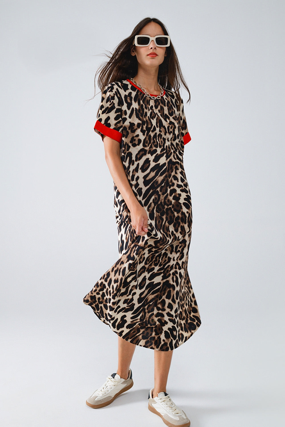 Leopard Print Dress With Front Knotted Detail Q2 Dresses BoutiqueLua