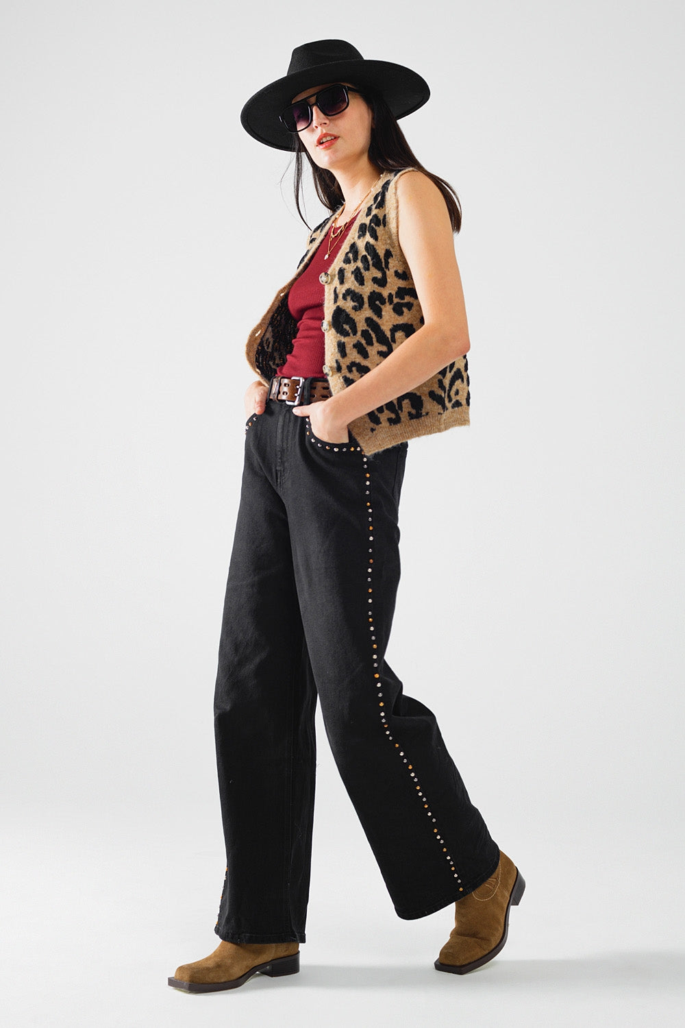 leopard print knitted vest Q2 Sweaters BoutiqueLua