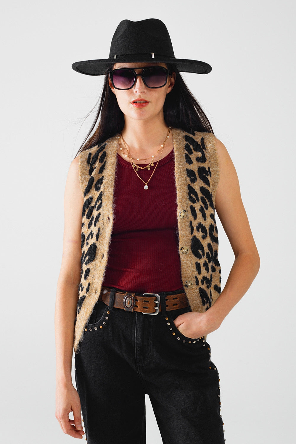 leopard print knitted vest Q2 Sweaters BoutiqueLua