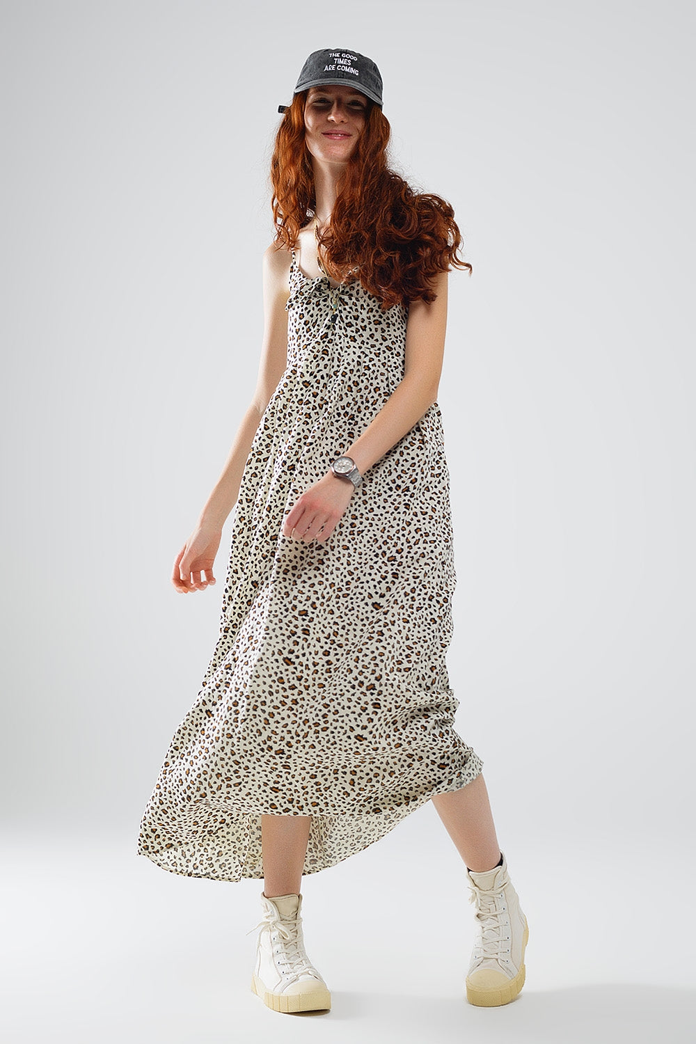 Leopard Print maxi Dress With Knot Detail Q2 Dresses BoutiqueLua