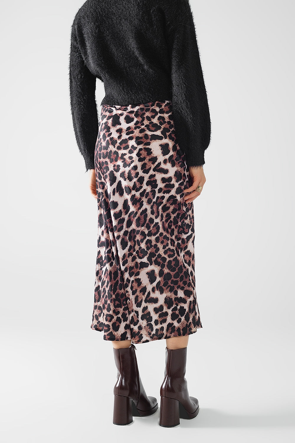 Leopard print mid-rise Flared midi skirt Q2 Skirts BoutiqueLua