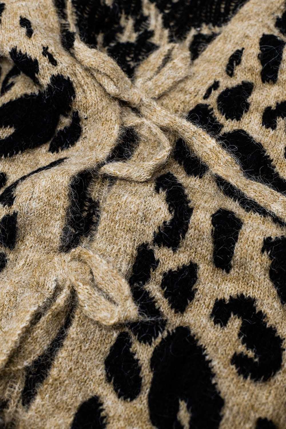 Leopard printed long sleeve cardigan with bows detail Q2 Sweaters BoutiqueLua