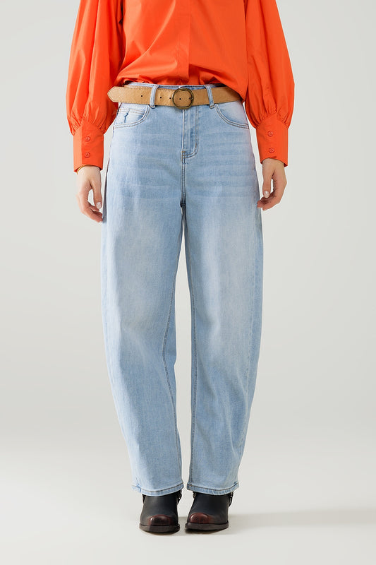 Q2 Light Blue denim bubble Leg Jeans with high waist